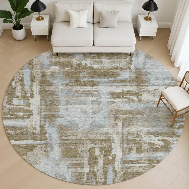 Premium Washable Super Soft Modern Glam Mayfield Rug - Brown - 8' x 8'