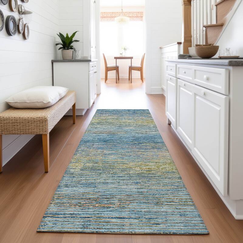 Premium Washable Super Soft Ombre Stripes Mayfield Rug - Denim - 2'3" x 7'6"
