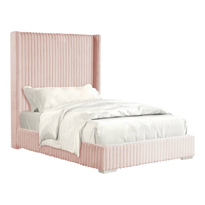 Furniture of America Draper Modern Chenille High Wingback Platform Bed