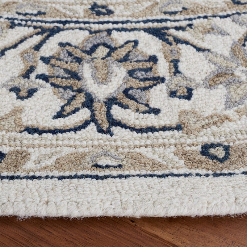 SAFAVIEH Handmade Micro-Loop Dashurie Transitional Medallion Wool Rug-