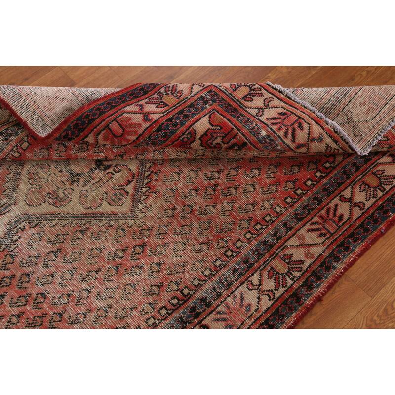 Hand Knotted Oriental 100% Wool Carpet Traditional Geometric Red Botemir Area Rug - 6' 7'' X 4' 2''