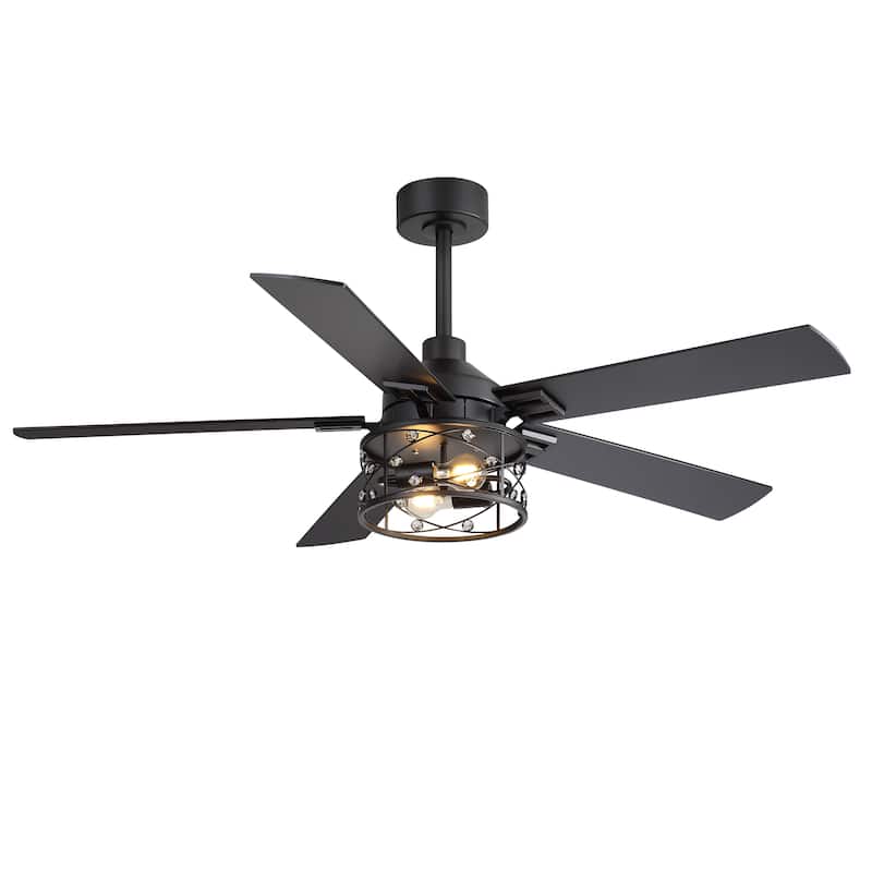 52-inch Reversible 5-Blade Caged Ceiling Fan with Remote and Light Kit