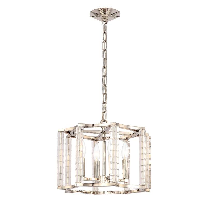 Crystorama Lighting Group Carson 4 Light 16" Wide Cage Chandelier with - Polished Nickel