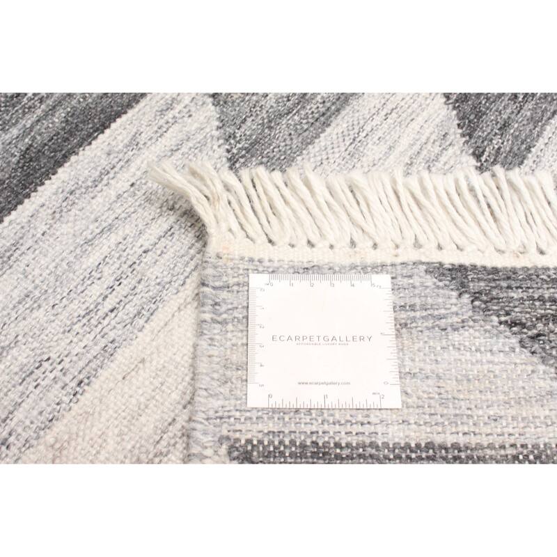 ECARPETGALLERY Flat-Weave Ankara FW Dark Grey Wool Kilim - 4'10 x 8'2
