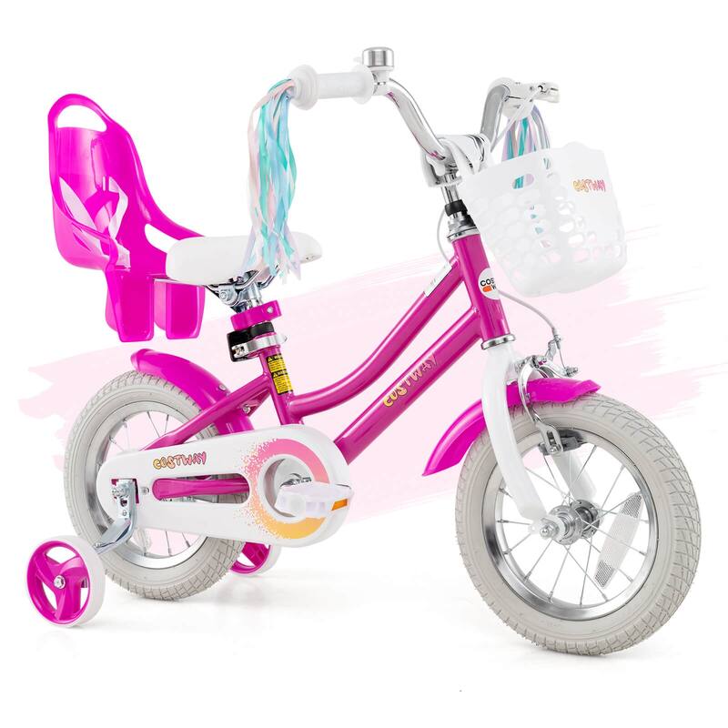 Costway 16" Kids Bicycle with Basket Doll Seat Colorful Streamers - See Details