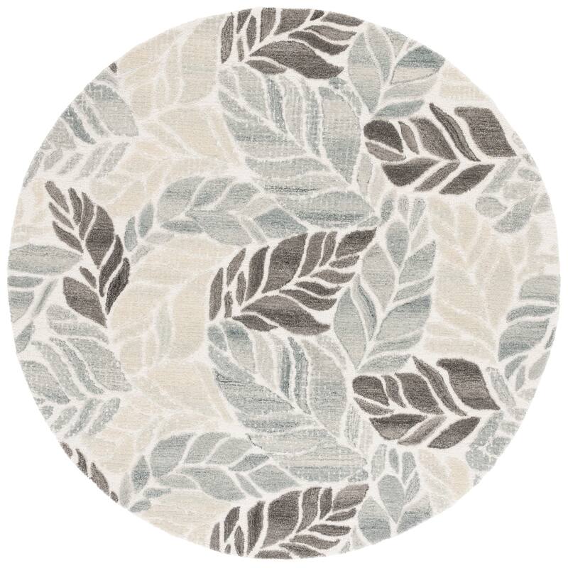 SAFAVIEH Hand-Tufted Martha Stewart Trajanka Modern & Contemporary Wool Rug - 6' Round - Ivory/Grey