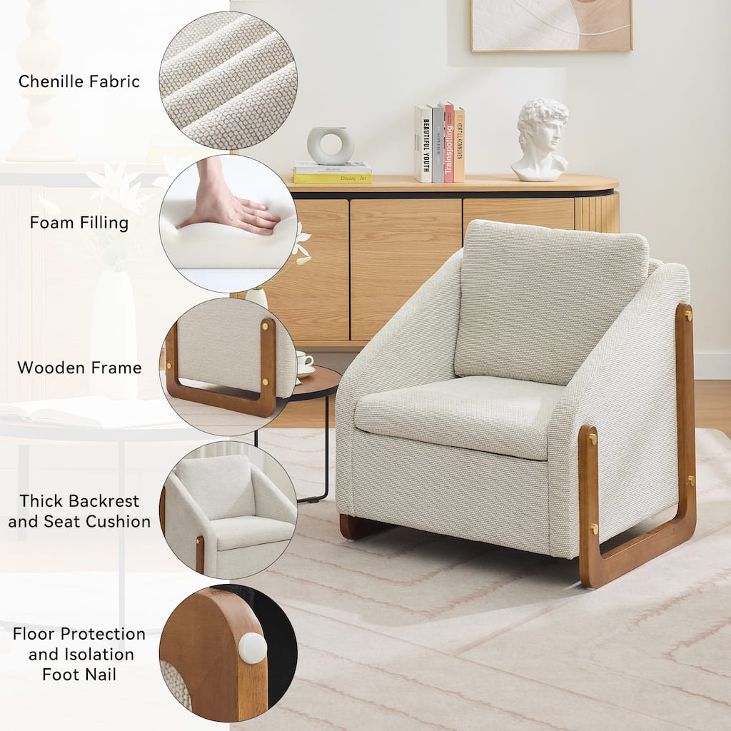 Accent Chair with Ergonomic Backrest, Upholstered Armchair with Nailhead Trim, Leisure Chair with Cushioned Seat