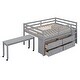 preview thumbnail 15 of 16, Full Solid Wood Loft Bed with Writing Desk, Side Desk, Drawers, Shelves