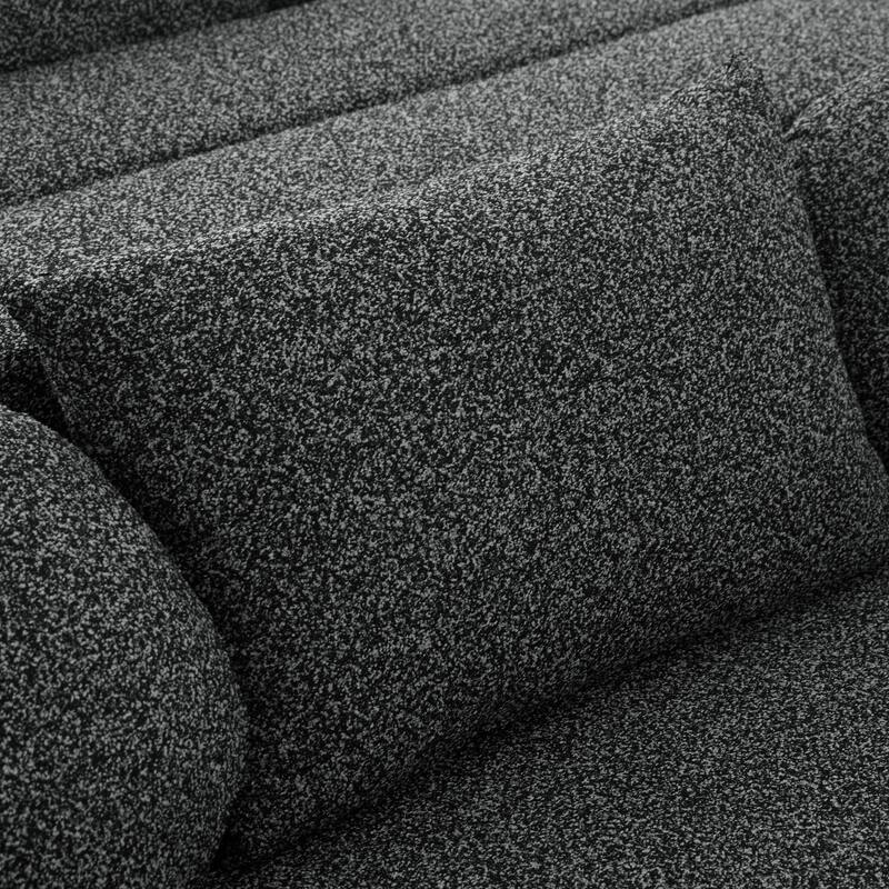 114.9" Modular Sectional Boneless Couch Sofa Bed with Deep Seats and Curved Design, Boucle Upholstered Sofa for Living Room