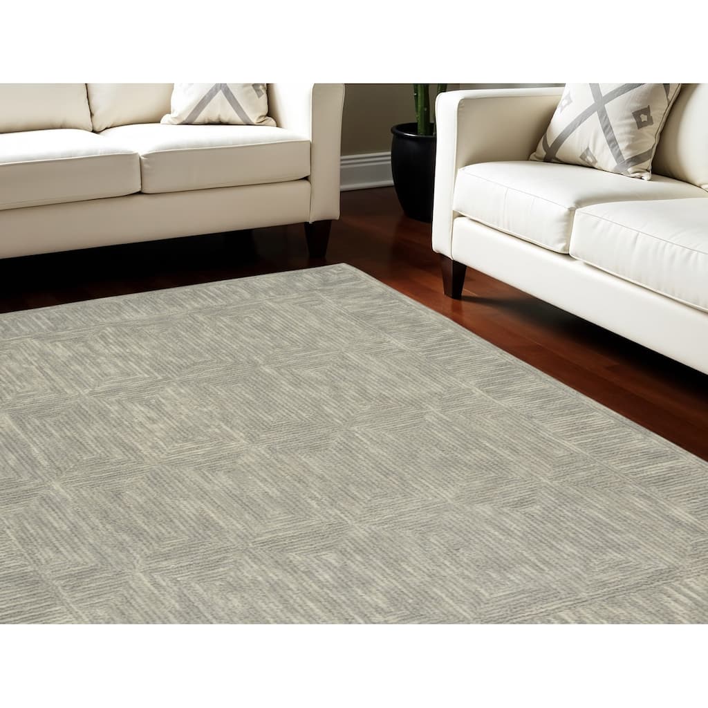 Duju Power Loomed Geometric Modern Soft Area Rug By HomeRoots - 138' X '99' X '0.5