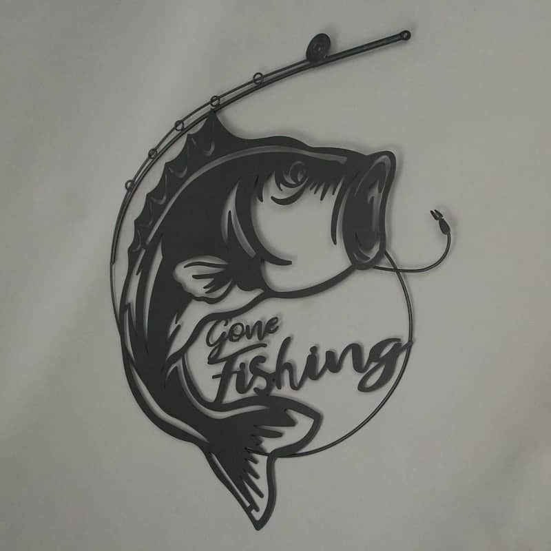 19 Inch Laser Cut Metal Bass Sign Home Decor Vintage Wall Hanging Art