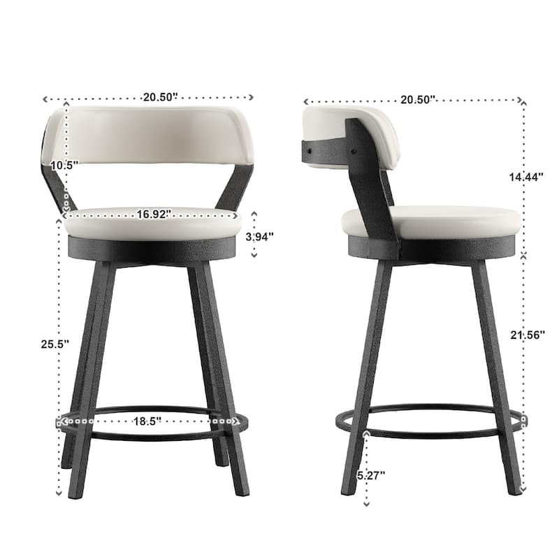 Harley Faux Leather Graphite Grey Metal Swivel Stools (Set of 2) by iNSPIRE Q Modern
