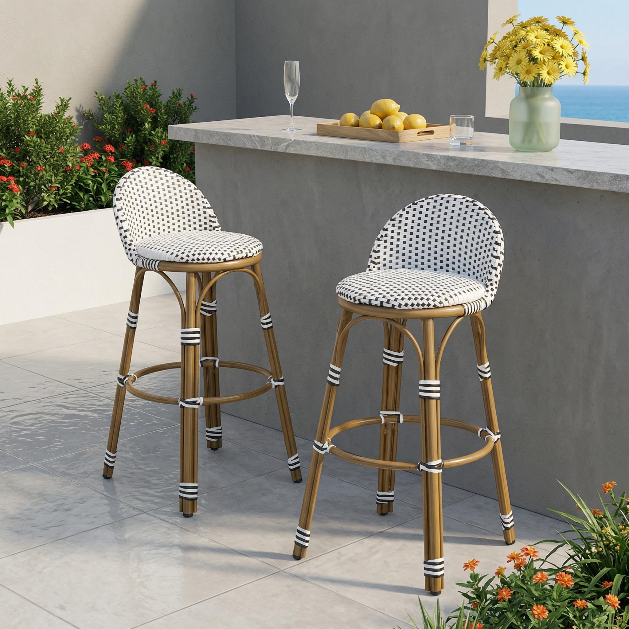 Christopher Knight Home - Alura Outdoor Bar Stools Woven Wicker