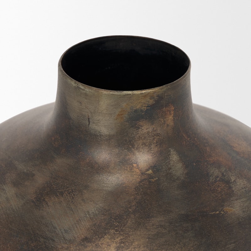 Daya Medium Antiqued Gold Metal Vase