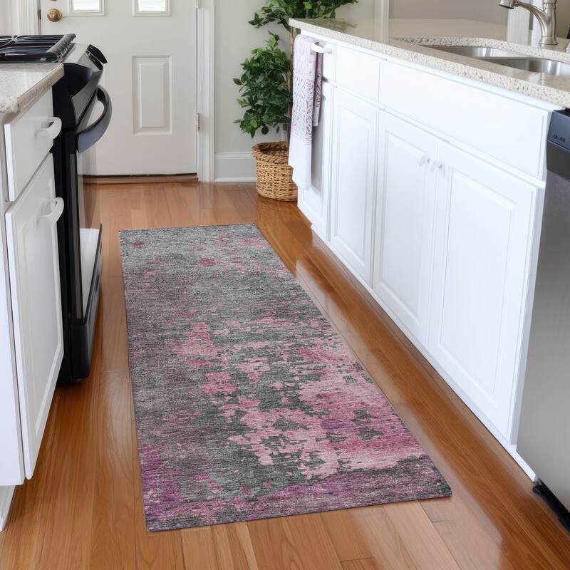 Premium Washable Super Soft Chic Abstract Mayfield Rug - Blush - 2'3" x 7'6"
