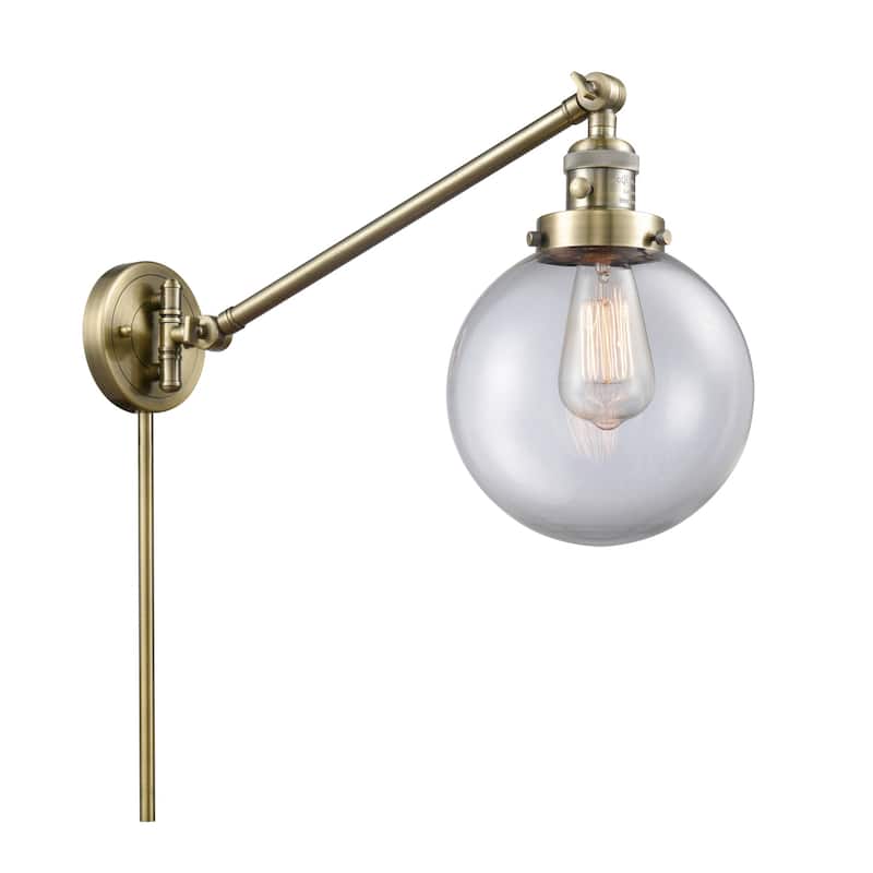 Innovations Lighting Beacon Single Light 8" Wide Wall Sconce / Pendant - Antique Brass / Clear
