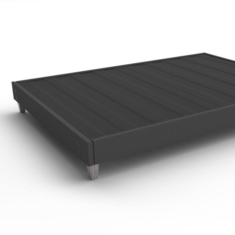 Full Size Upholstered Platform Bed Frame with Tool-Free Setup and 6" Faux-Wood Legs