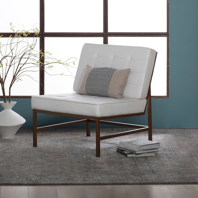 Studio Designs Home Ashlar Metal and Tufted Blended Leather Armless Accent Chair
