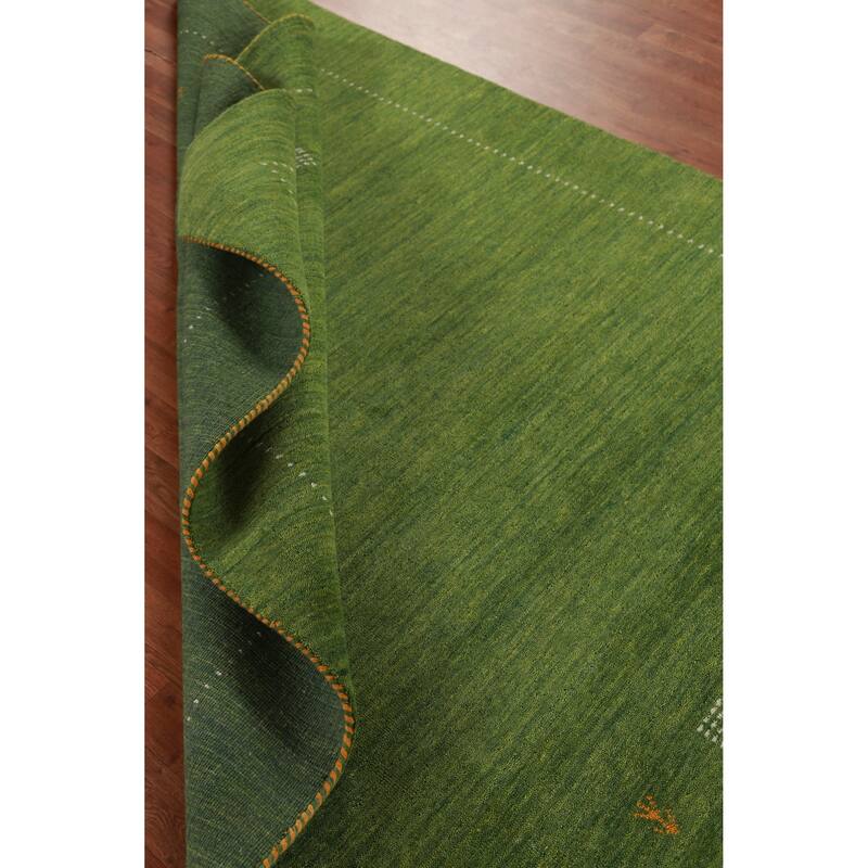 Hand Knotted Oriental 100% Wool Carpet Tribal Tribal Green Gabbeh Area Rug - 7' 9'' X 5' 8''