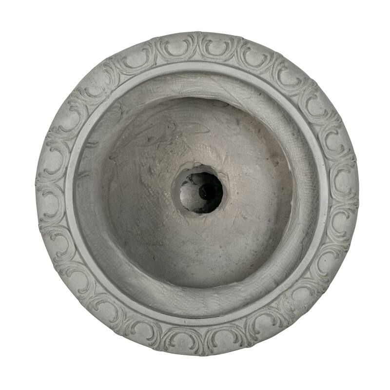 Christopher Knight Home - 18.5"H Classical Floral-Carved MGO Pedestal Urn Planter for Garden & Front Porch