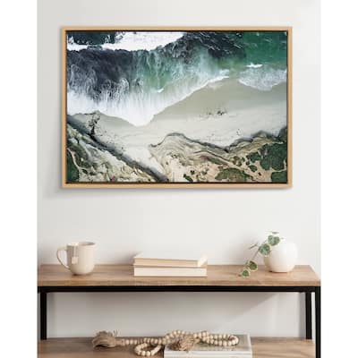 Kate and Laurel Sylvie La Jolla Curves Framed Canvas by Rachel Bolgov