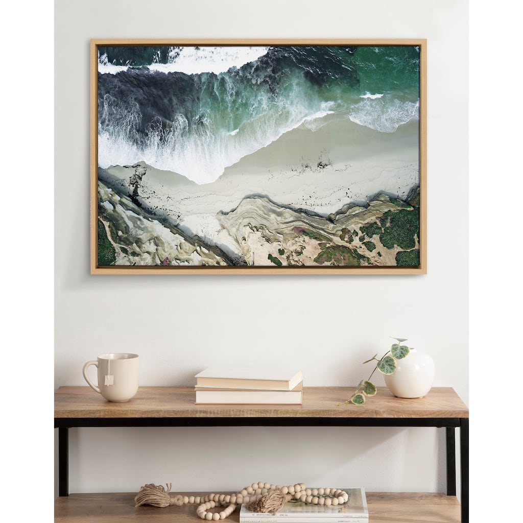 Kate and Laurel Sylvie La Jolla Curves Framed Canvas by Rachel Bolgov