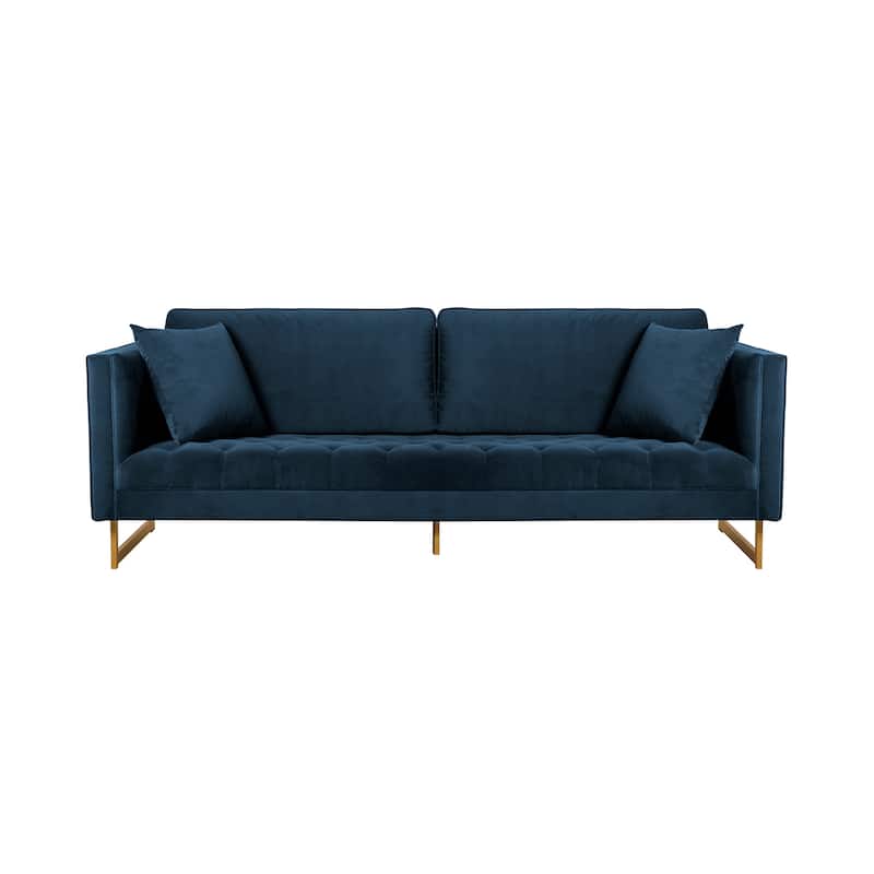 Lenox Velvet 90" 3-Seater Sofa with Brass Legs