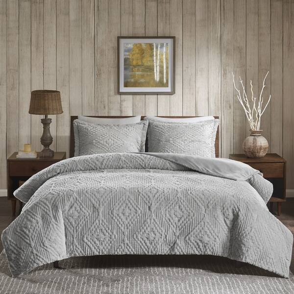 slide 6 of 11, Woolrich Teton Embroidered Diamond Ultra Soft Plush Coverlet Set Grey - Full - Queen