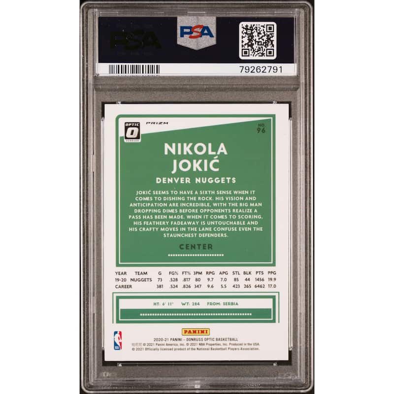Nikola Jokic 2020 Panini Donruss Optic Target Box Set Card #96 Graded PSA 10 - 8'6" x 11'6"