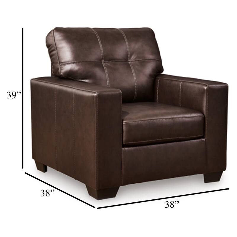 Orion Armchair, Modern Dark Brown Tufted Real and Faux Leather Cushion