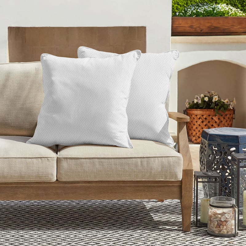 Sorra Home Sunbrella Outdoor Corded Pillow Set of 2 - 24 in H x 24 in W x 6 in D - Retain Snow