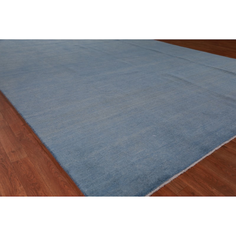 Hand Knotted Oriental 100% Wool Carpet Modern Solid Navy Blue & Blues Gabbeh Area Rug - 11' 7'' X 9' 0''