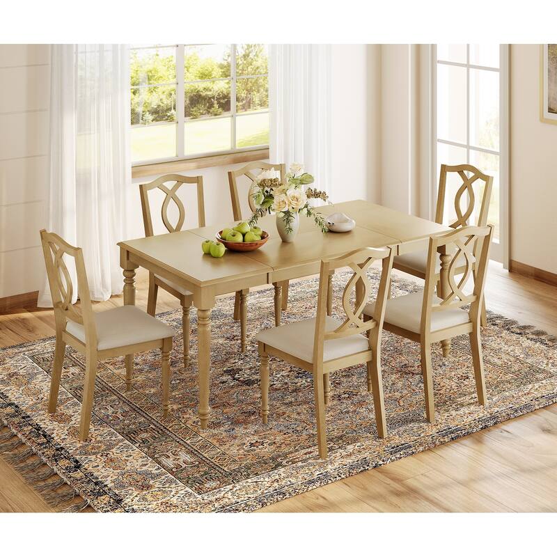 Wood Dining Chair with Cross-Back & Rubber Wood Gourd-Shaped Leg, Oak