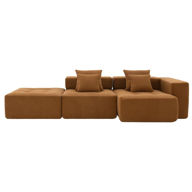 105.5" Modular L-Shaped 3-Seater Sofa with Tufted Design