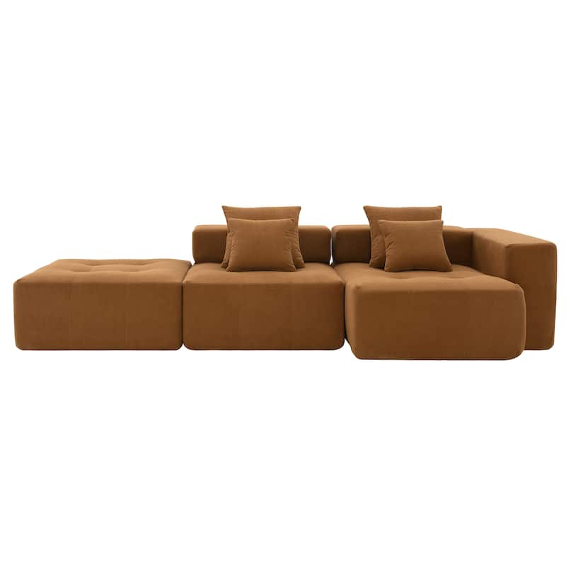 3PC Modular Sectional Sofa Couch,Free Combination,No Assembly Required - Brown