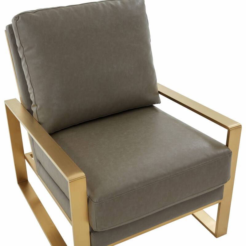 LeisureMod Jefferson 3-Piece Leather Armchairs and Geometric Coffee Table Set - 36"