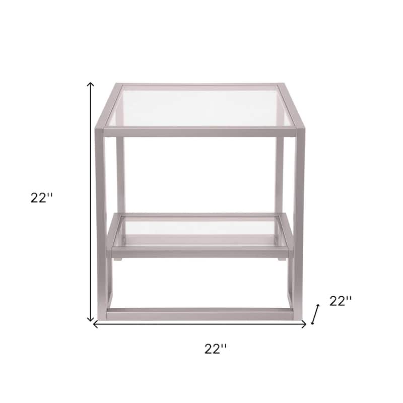 Glam 22'' Square End Table with Clear Tempered Glass Top - 22"W x 22"D x 22"H