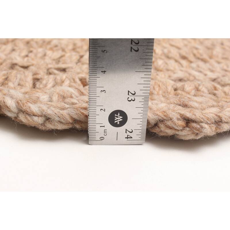 ECARPETGALLERY Braid weave Sienna Tan Wool Rug - 3'2 x 3'2