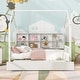 preview thumbnail 29 of 52, Semi-enclosed Wooden House Bed Frame with Pull Out Trundle Bed and Side Storage Shelf for Kids, Teens - No Box Spring Needed