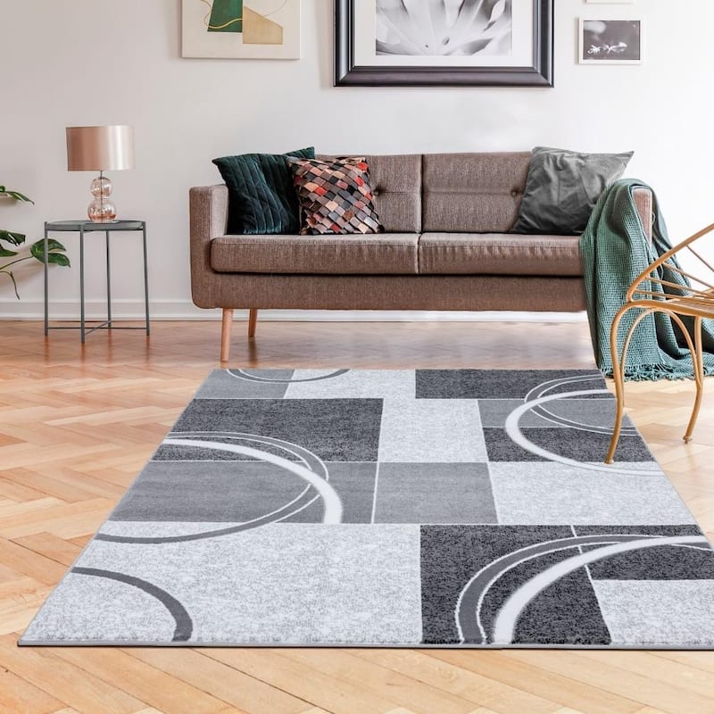LUXE WEAVERS Modern Scandinavian Geometric Abstract Area Rug - 5' x 7' - Gray - 5' x 7'