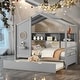 preview thumbnail 19 of 34, Modern Design Twin Size House Bed with Wooden Trundle Gray