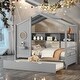 preview thumbnail 20 of 34, Playhouse Design Twin Size House Wooden Bed with Trundle, Modern Design for Kids with Storage Shlef