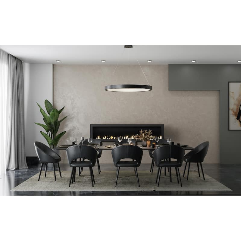 Inverse LED Collection Modern Matte Black Pendant - 30 in x 30 in x 2.4 in