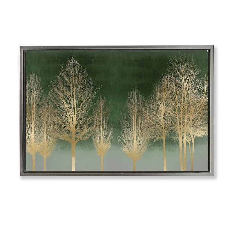 Stupell Gold Gradient Forest Framed Floater Canvas Wall Art Design By Kate Bennett - 25 x 17 - Grey
