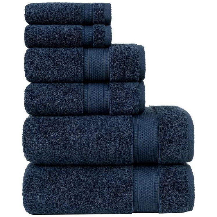 Salem 6 Piece 100% Turkish Combed Cotton Luxury Bath Towel Set, Black