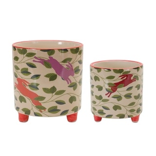 Footed Rabbit Pattern Planter (Set of 2)