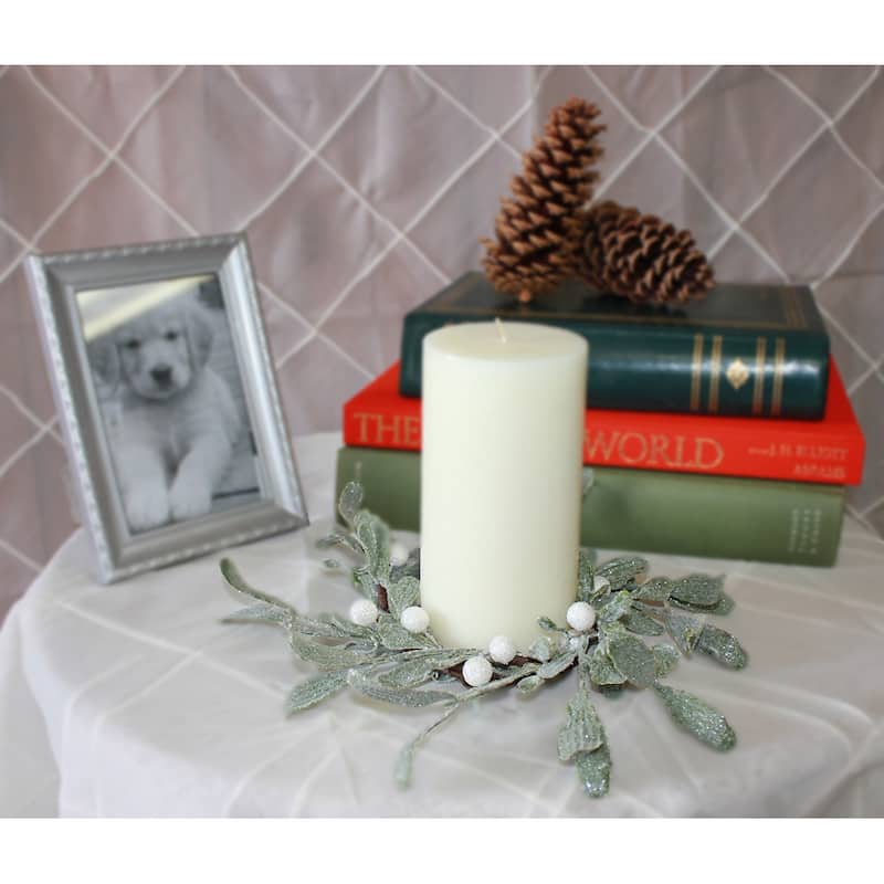 3.25" Mistletoe Candle Ring, Set of 2 - 9