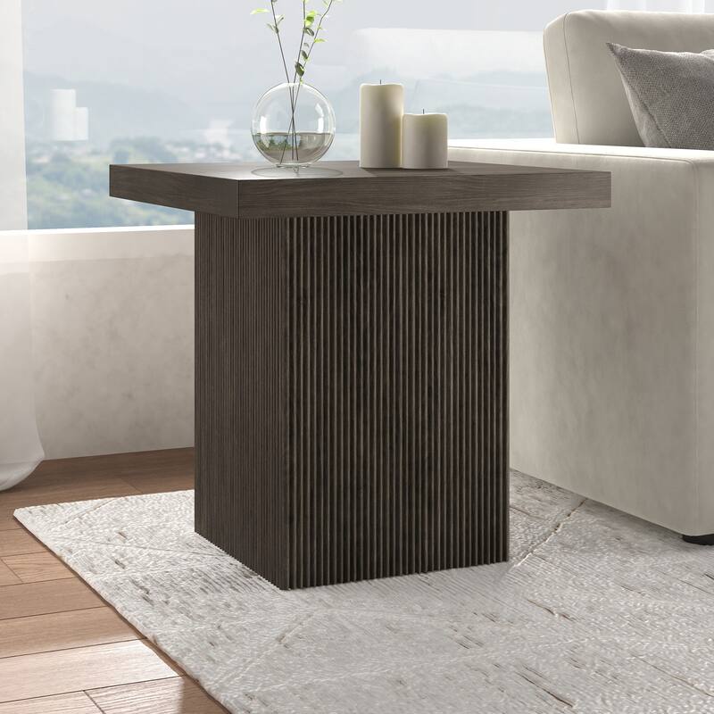 Torren 22" Wide Square Fluted Side Table - 22" Wide