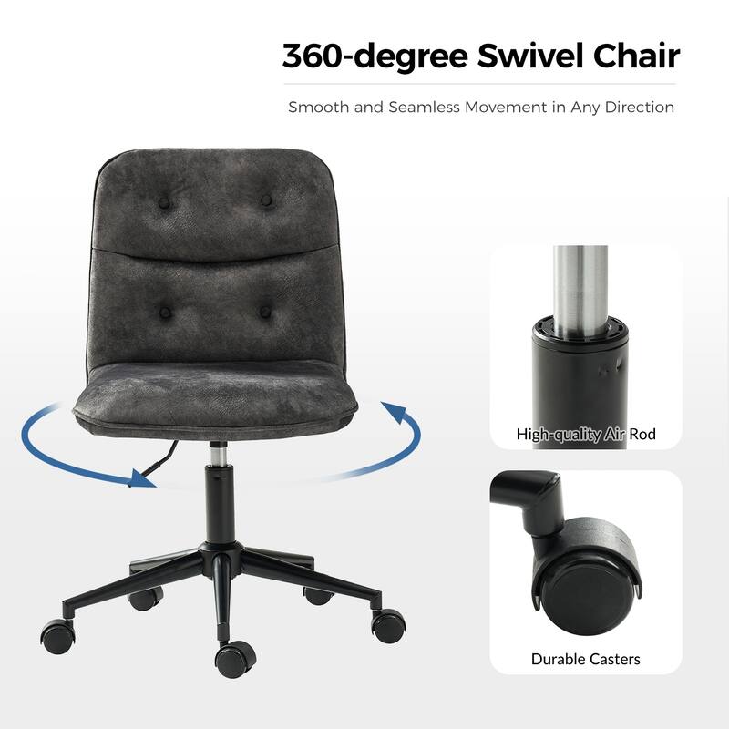 Klaus Upholstered Armless Swivel Task Chair with Tufted Back by HULALA HOME