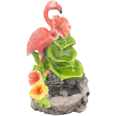 18.5" Resin LED Flamingo Fountain